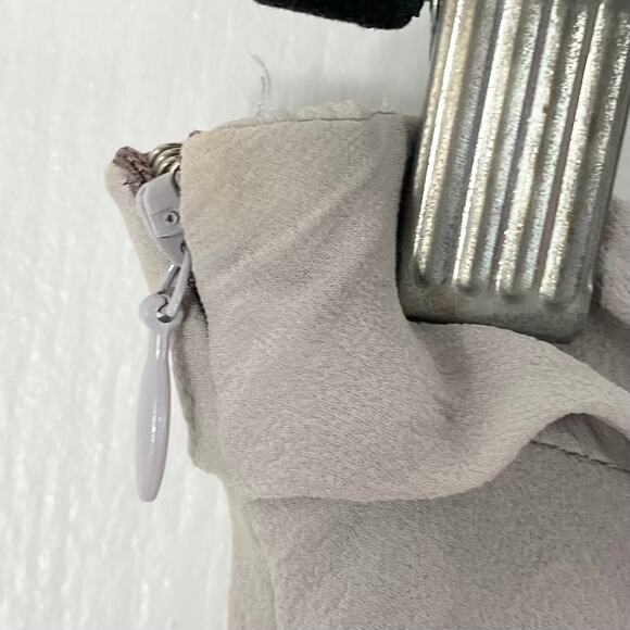 Karen Millen Dress 12 Silk Chiffon Pleated/Ruffle Stripes Grey-Ombre Strapless - Picture 6 of 10